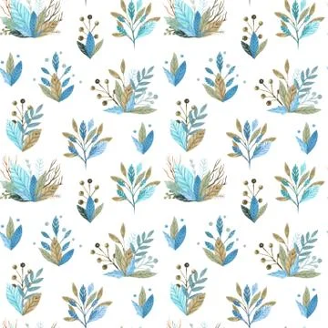 Seamless pattern of floral elements on a white background. Watercolor hand Stockillustratie