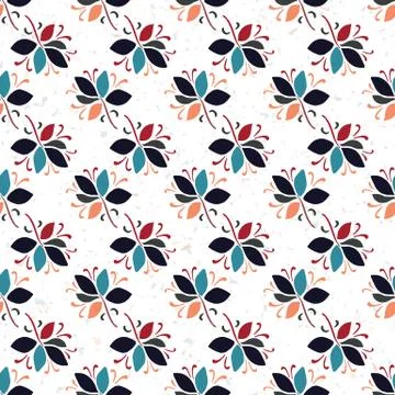 Seamless pattern floral ethnic leaf motif persian style. Hand drawn folk art Stock Illustration