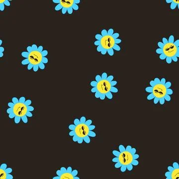 Seamless pattern floral flower face cartoon vector Stockillustratie