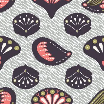 Seamless pattern floral leaf paisley motif persian style. Arabesque boteh イラスト素材