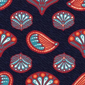 Seamless pattern floral leaf paisley motif persian style. Arabesque boteh Illustrazione stock