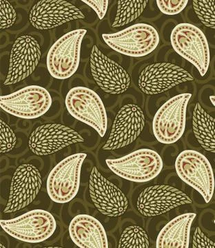 Seamless pattern floral leaf paisley motif persian style. Arabesque boteh Stock Illustration