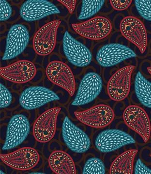 Seamless pattern floral leaf paisley motif persian style. Arabesque boteh Stock Illustration