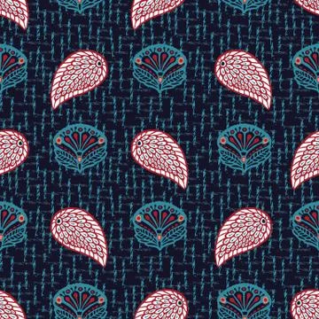 Seamless pattern floral leaf paisley motif persian style. Arabesque boteh Illustrazione stock