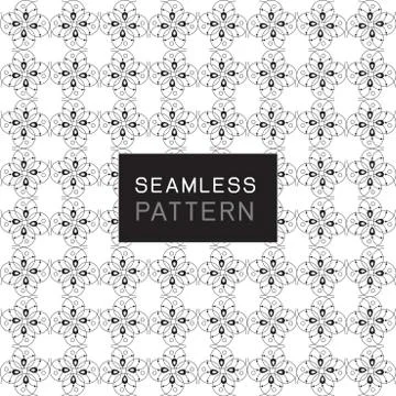 Seamless pattern with floral line concept on white background. Stock Illustration