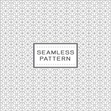Seamless pattern with floral line concept on white background. Stock Illustration
