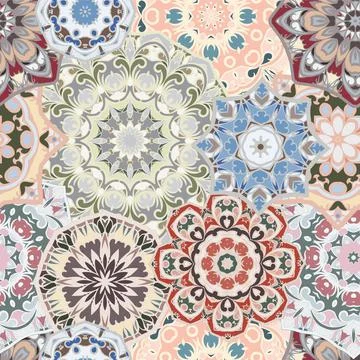 Seamless pattern with floral mandala. Stock Illustration