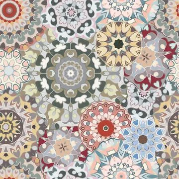 Seamless pattern with floral mandala. Stock Illustration