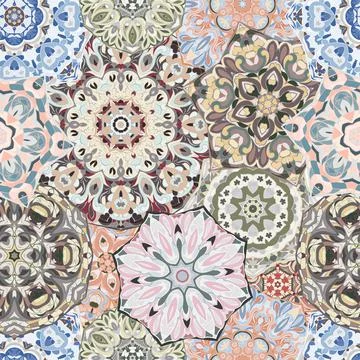 Seamless pattern with floral mandala. Stock Illustration