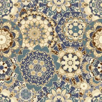 Seamless pattern with floral mandala. Stock Illustration