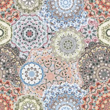 Seamless pattern with floral mandala. Stock Illustration