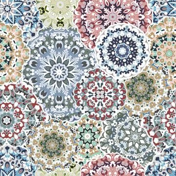 Seamless pattern with floral mandala. Stock Illustration