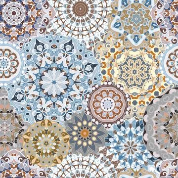 Seamless pattern with floral mandala. Stock Illustration