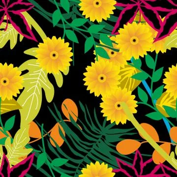 Seamless Pattern With Floral Motifs able to print for cloths, tablecloths, blank Stock Illustration