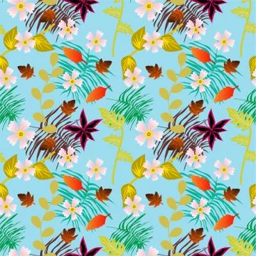 Seamless Pattern With Floral Motifs able to print for cloths, tablecloths, blank Stock Illustration