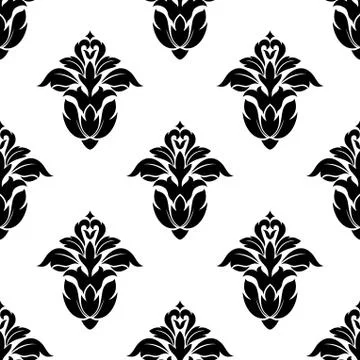 Seamless pattern of floral motifs Stock Illustration