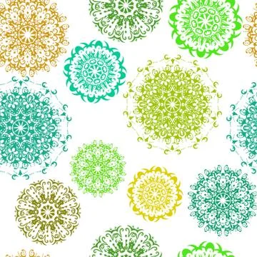 Seamless pattern with floral psychedelic floral and plant elements. Vector Stock Illustration