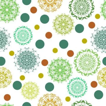 Seamless pattern with floral psychedelic floral and plant elements. Vector Stock Illustration