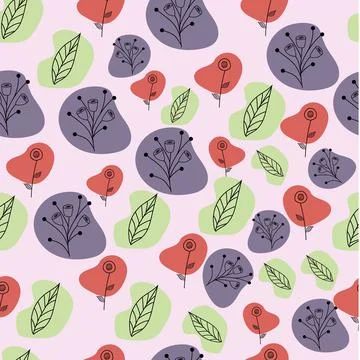 Seamless pattern of floral silhouettes Stock Illustration