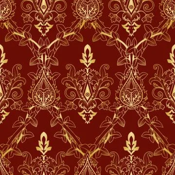 Seamless pattern floral Victorian gold 스톡 일러스트