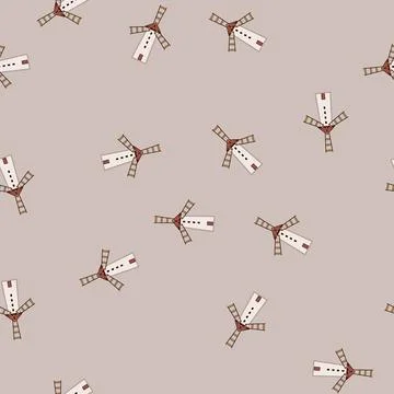 Seamless pattern flour mill farm cartoon vector Stock Illustration