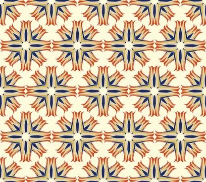 Seamless pattern with flourish ornament in retro graphic design style. Stock Illustration