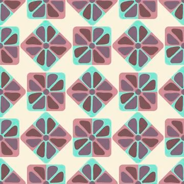Seamless pattern, Flower abstract shapes in square with rounded corners Stock Illustration