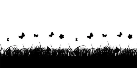 Seamless Pattern Flower and Grass Banner. Vector Illustration Stock Illustration