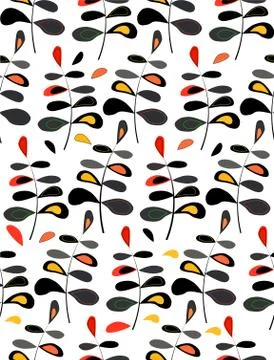 Seamless pattern with flower and leaf on a white background Stock Illustration