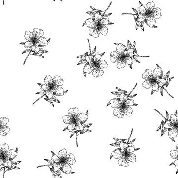 Seamless pattern flower azalea sketch hand drawn Illustrazione stock