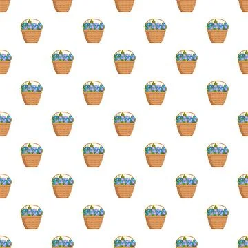 Seamless pattern with flower baskets repeating background Stock Illustration