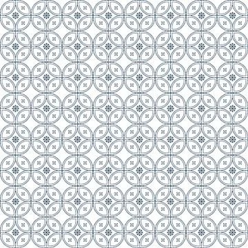Seamless pattern flower batik texture with dots geometric design. Illustrazione stock