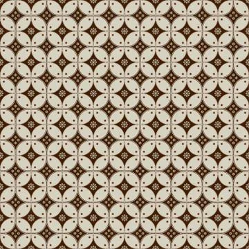 Seamless pattern flower batik texture with dots geometric design. Stock Illustration