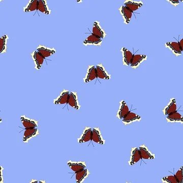 Seamless pattern flower butterfly cartoon vector Stock Illustration