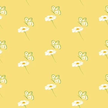 Seamless pattern flower with butterfly Stock Illustration