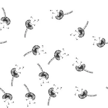Seamless pattern flower dandelion sketch hand drawn Stock Illustration