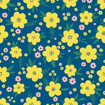Seamless pattern flower design.Print botanical textile fabric fashion.Modern Stock Illustration