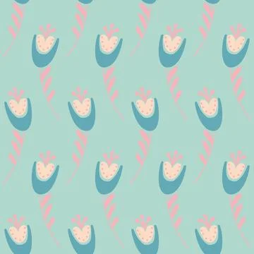 Seamless pattern flower hand drawn cute flower campanula bluebell illustratio Stockillustratie