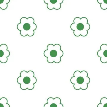 Seamless pattern with flower icon. Green ecological sign. Protect planet.Vector. Stock Illustration
