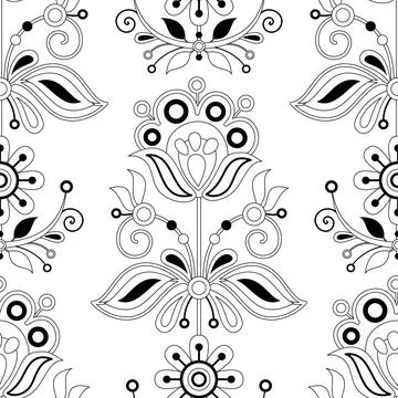 Seamless Pattern with Flower Inspired by Ukrainian Traditional Embroidery Stock Illustration