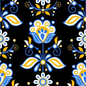 Seamless Pattern with Flower Inspired by Ukrainian Traditional Embroidery Stock Illustration