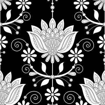 Seamless Pattern with Flower Inspired by Ukrainian Traditional Embroidery Illustrazione stock
