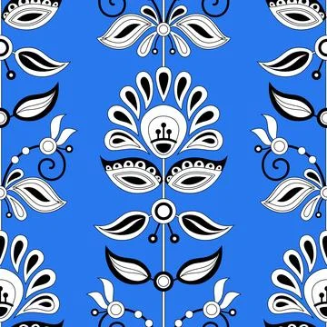 Seamless Pattern with Flower Inspired by Ukrainian Traditional Embroidery Stock Illustration