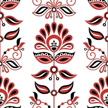 Seamless Pattern with Flower Inspired by Ukrainian Traditional Embroidery Stock Illustration