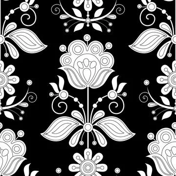 Seamless Pattern with Flower Inspired by Ukrainian Traditional Embroidery Illustrazione stock