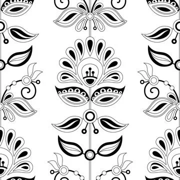 Seamless Pattern with Flower Inspired by Ukrainian Traditional Embroidery Illustrazione stock