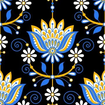 Seamless Pattern with Flower Inspired by Ukrainian Traditional Embroidery Illustrazione stock