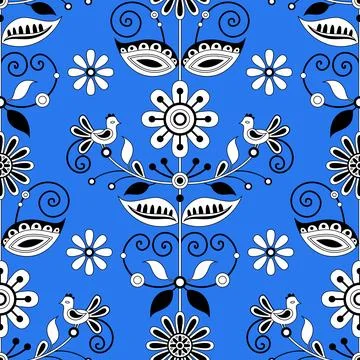 Seamless Pattern with Flower Inspired by Ukrainian Traditional Embroidery Stock Illustration