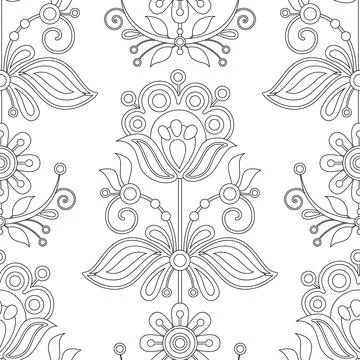 Seamless Pattern with Flower Inspired by Ukrainian Traditional Embroidery Stock Illustration