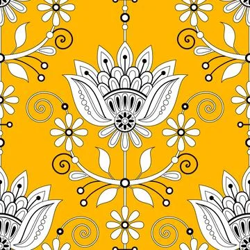 Seamless Pattern with Flower Inspired by Ukrainian Traditional Embroidery Illustrazione stock